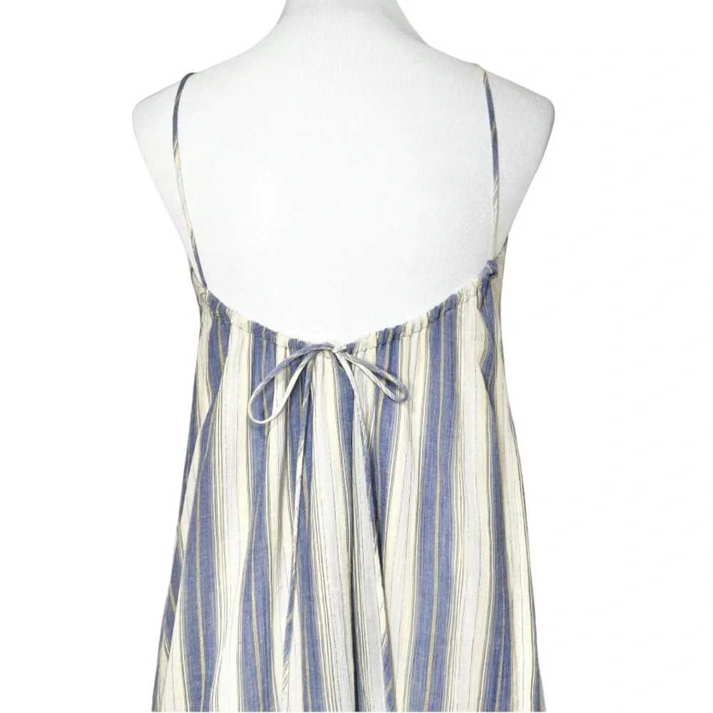 SOLD-Urban Outfitters Striped Chambray and Cream Midi Halter SunDress - Picture 7 of 15
